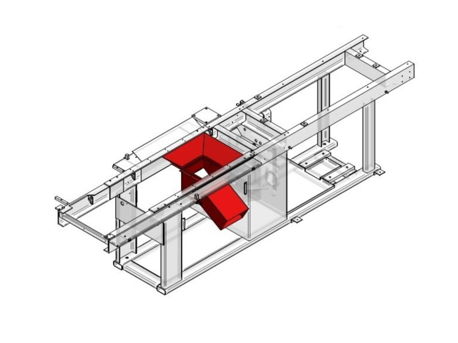 Pneumatic 2-way changeover flap reject chute in an injection molding machine
