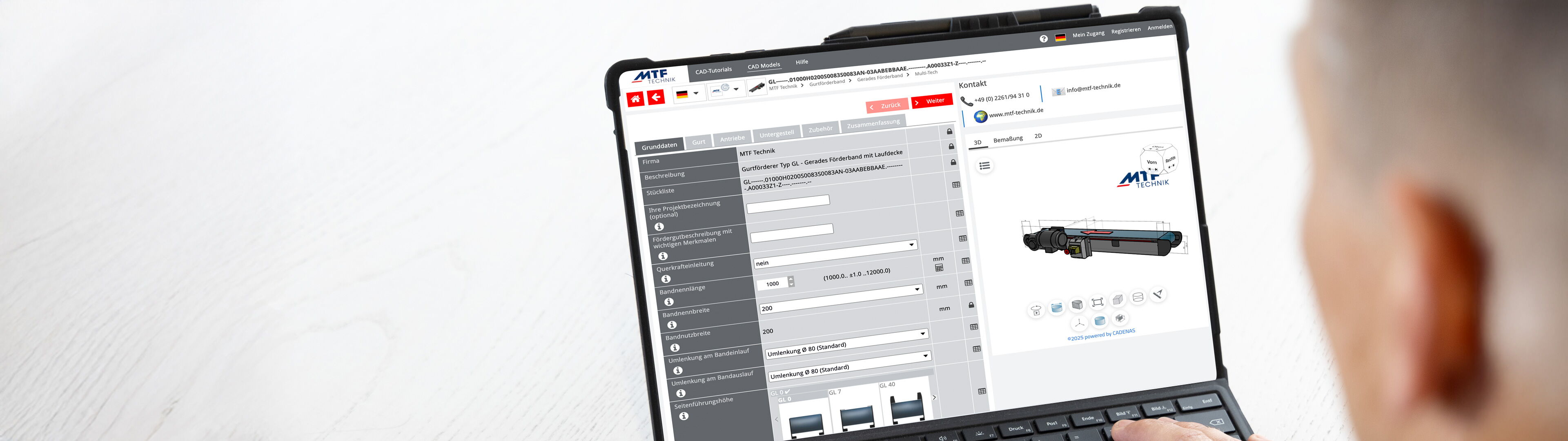 Conveyor belt configurator MTF Technik 
Hardy Schürfeld GmbH & Co. KG