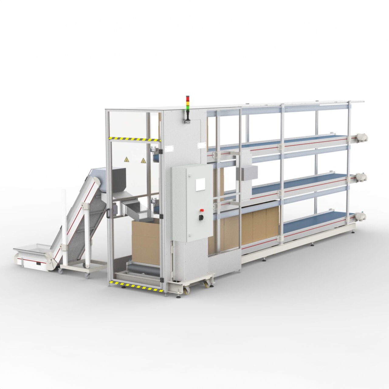 Etagenförder­bandanlage mit Liftsystem