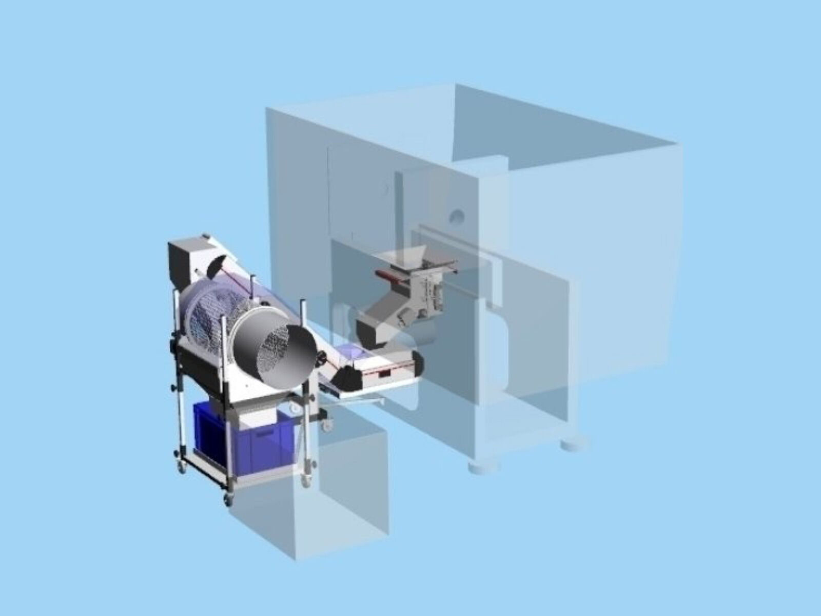 Pneumatic 2-way changeover flap reject chute in encapsulated design in an Engel-motion 200/100 injection molding machine