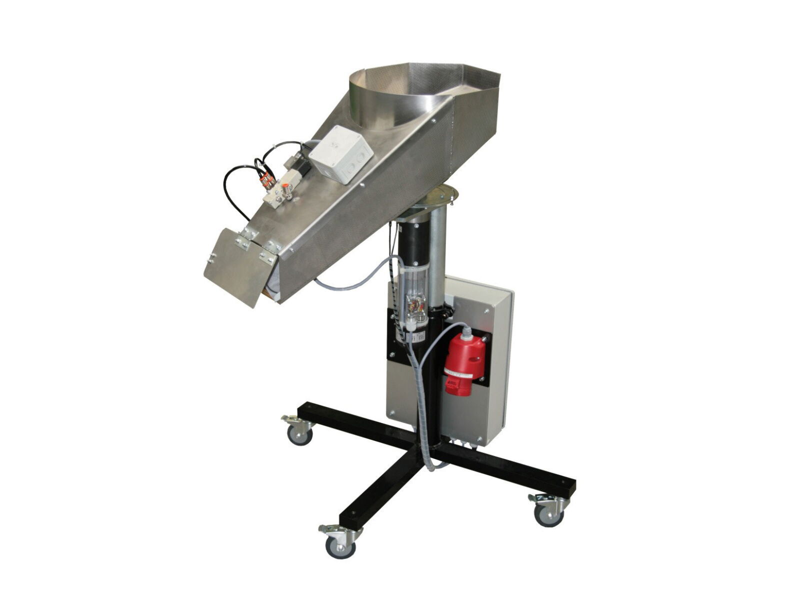 Multi-Rounder rotary distributor in stainless steel with control unit for counting and distribution of punched parts
