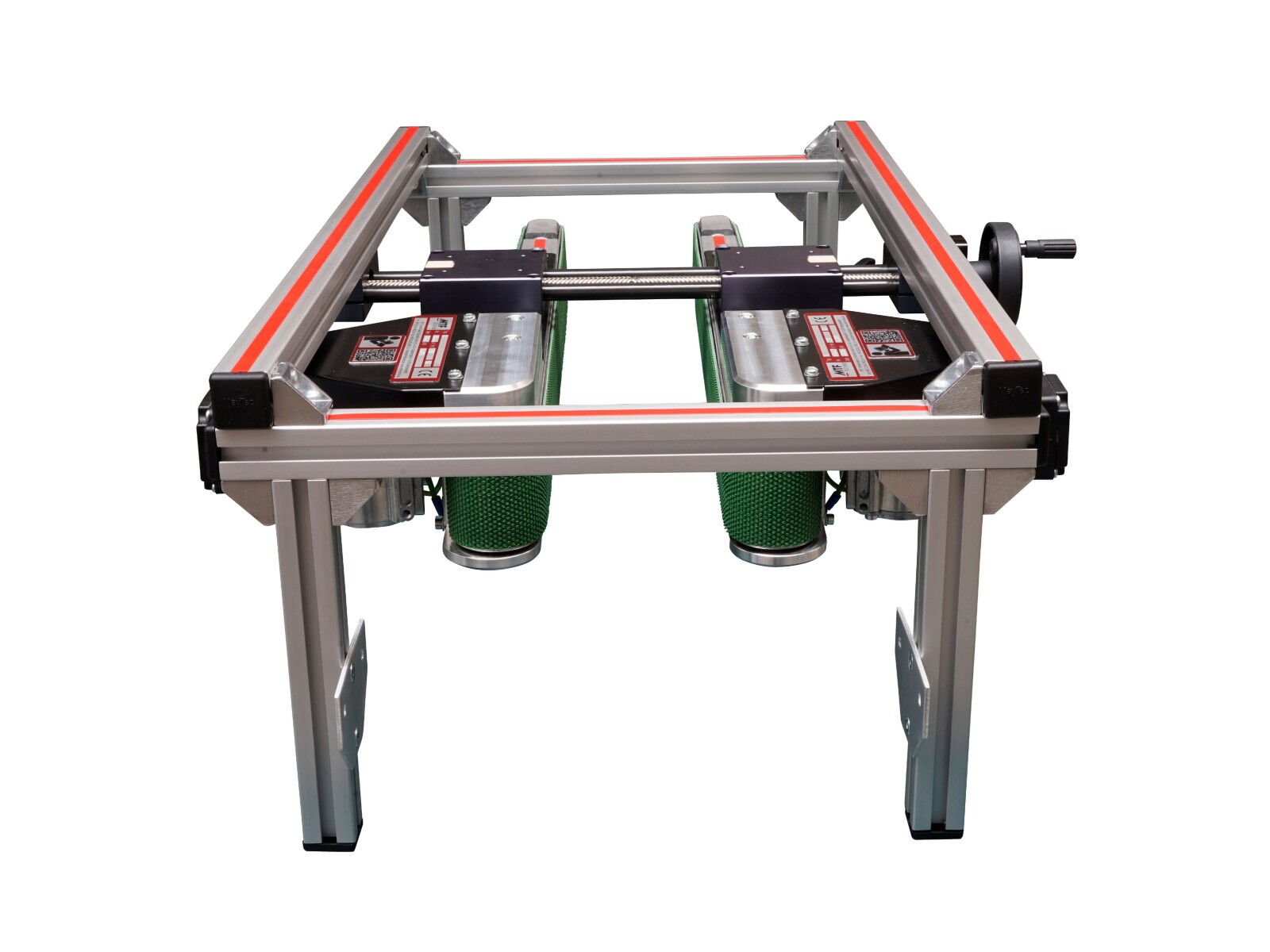 Vertically positioned small conveyors with spindle adjustment
