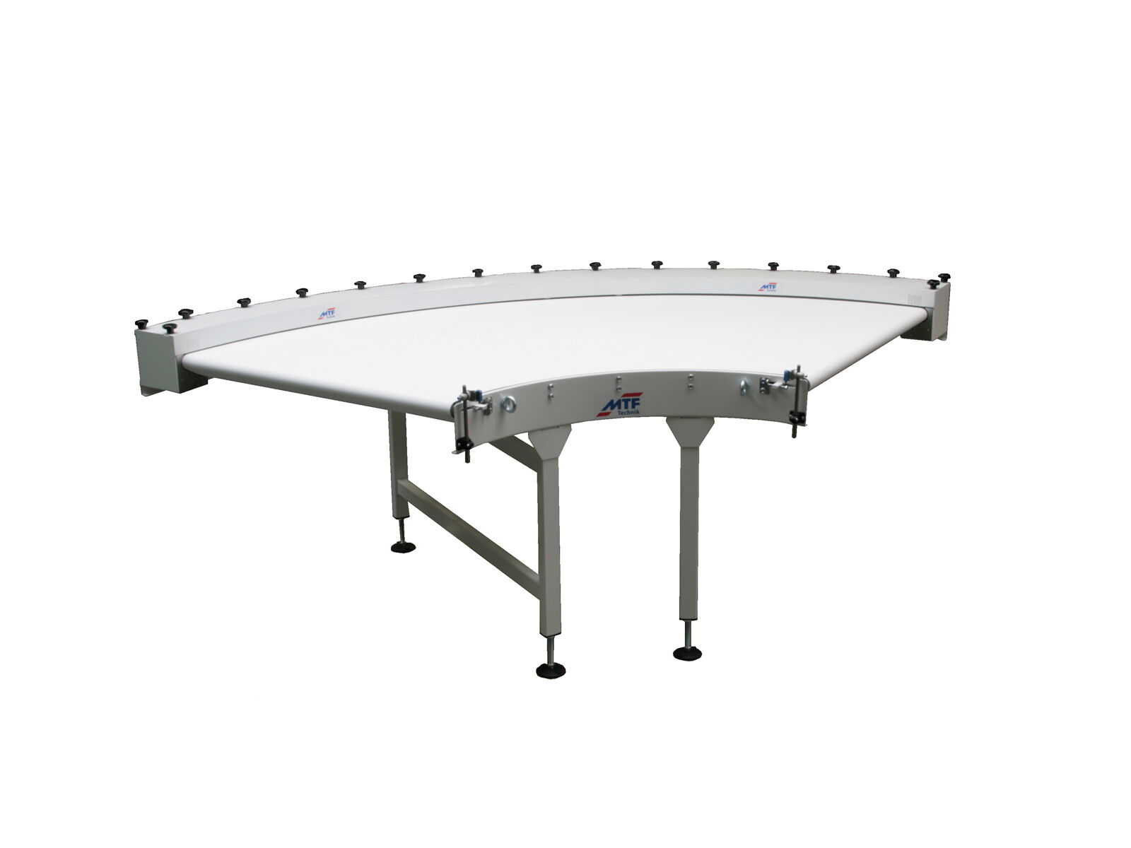 Kurvenband MD ST22 mit Messerkante und weißem, glattem Gurt
