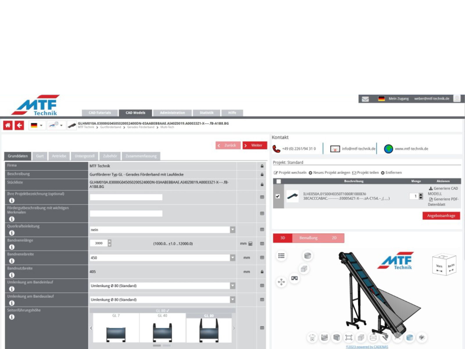 Use the conveyor belt configurator for layout planning. (1020) | Main