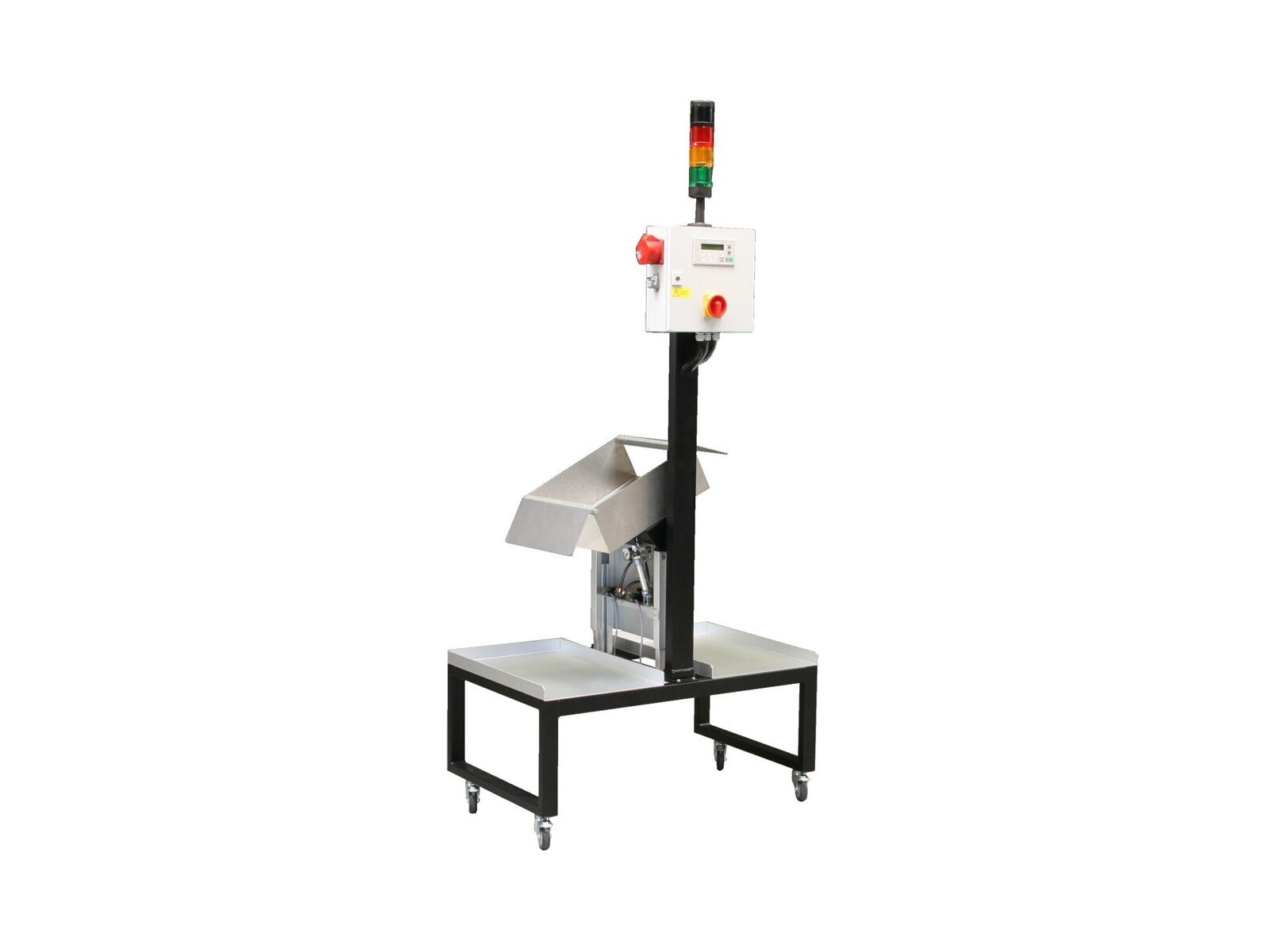 Distribution rocker with two positions, control, and mobile base frame