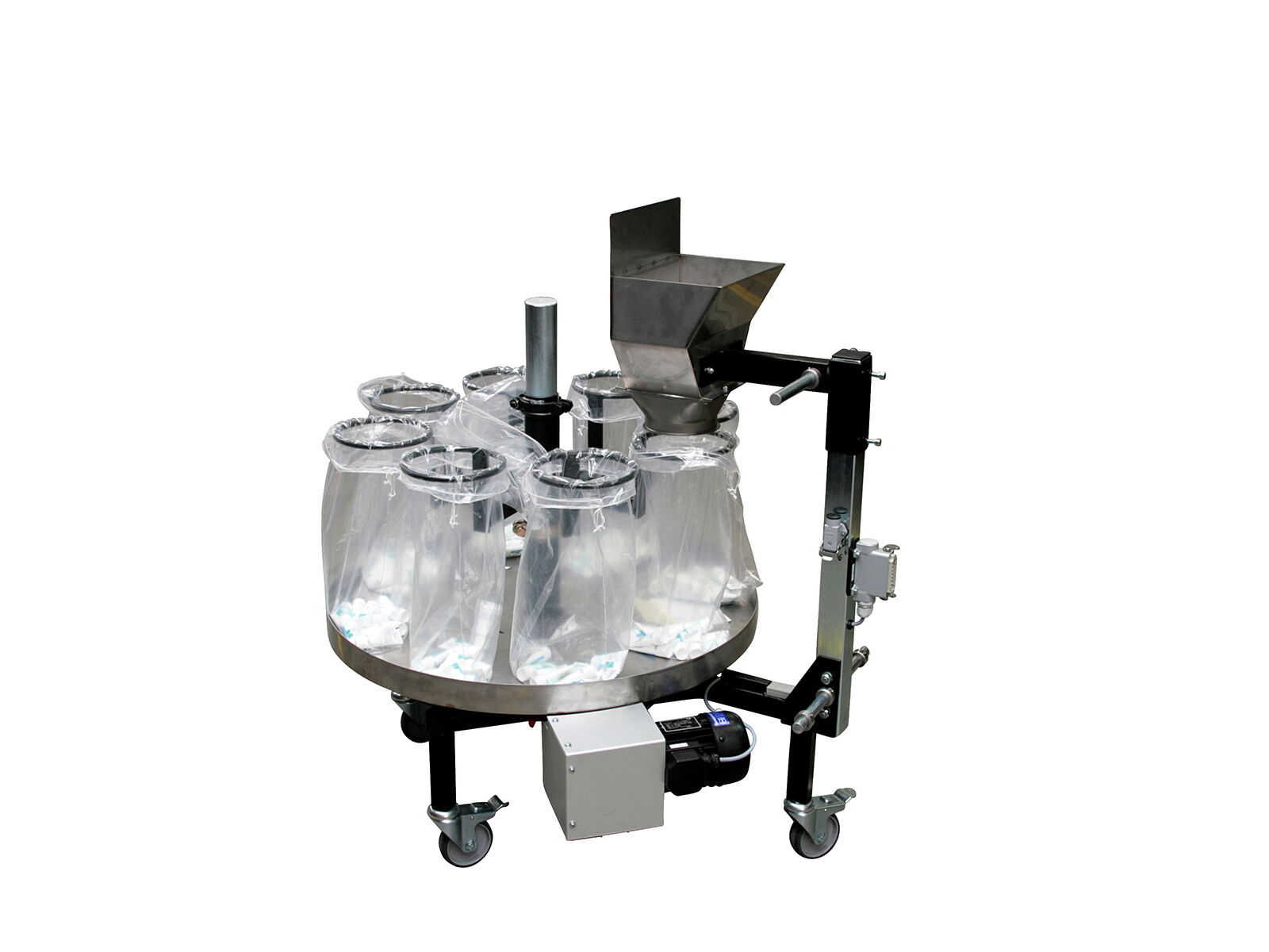 AUA 202 for filling plastic bags with mobile base frame