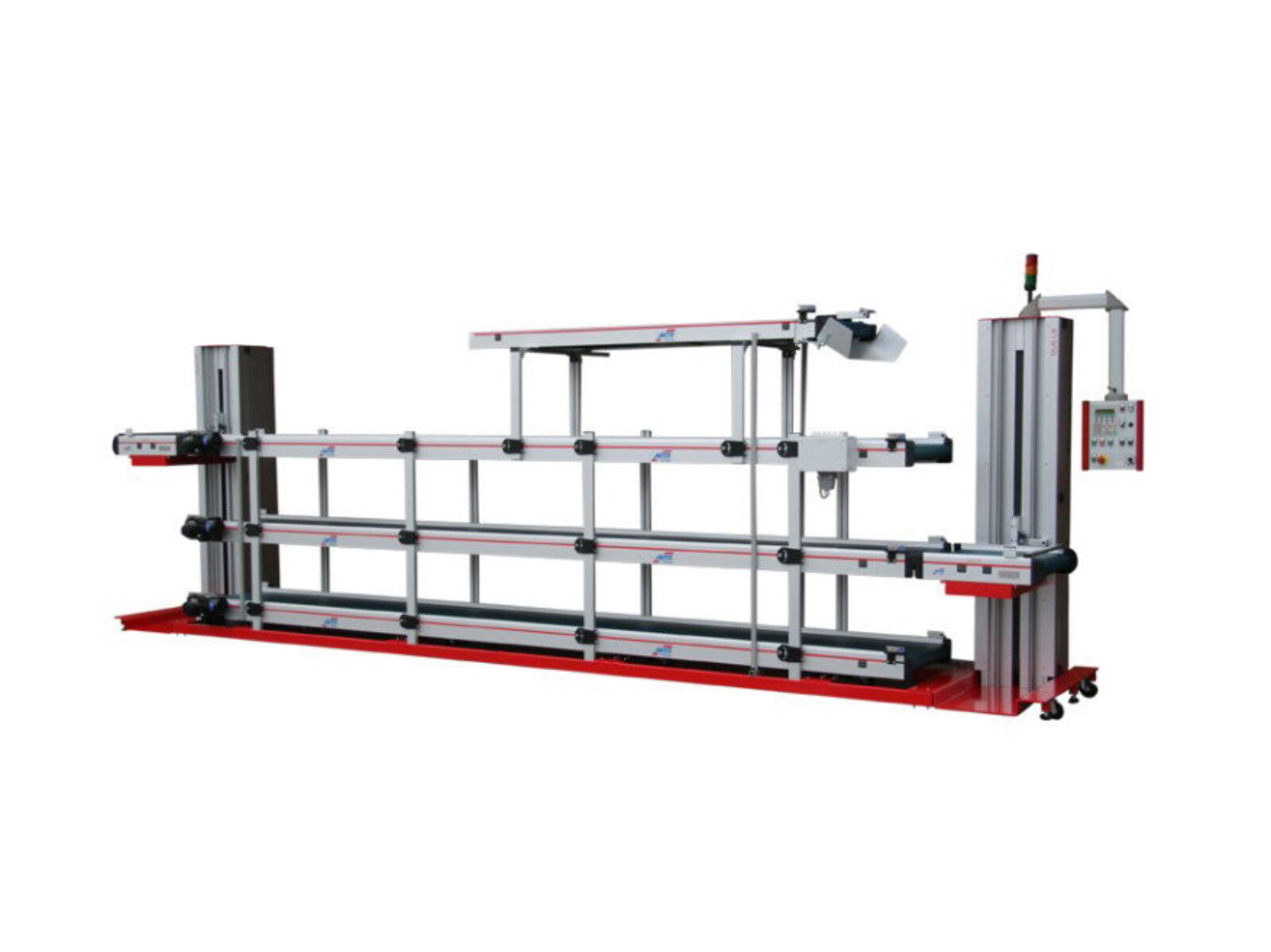 Multi-level conveyor system with 4 levels and double lift system