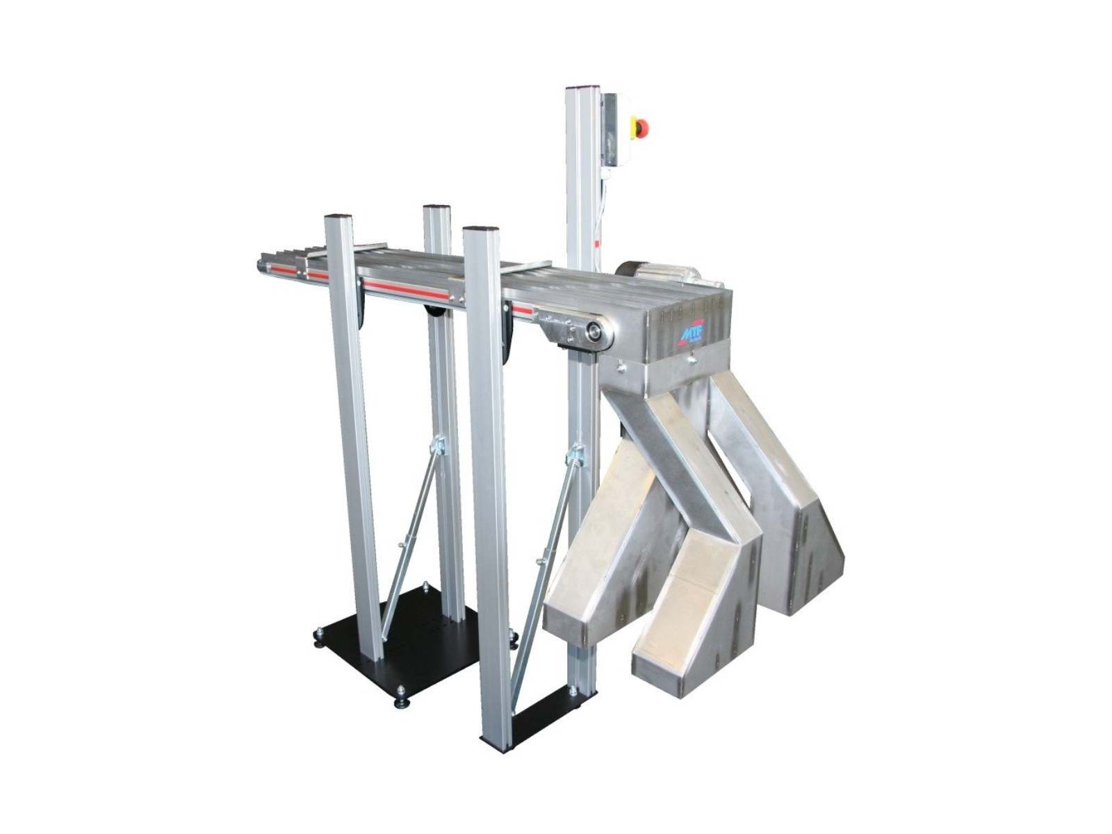 Small conveyor with 8-way distribution