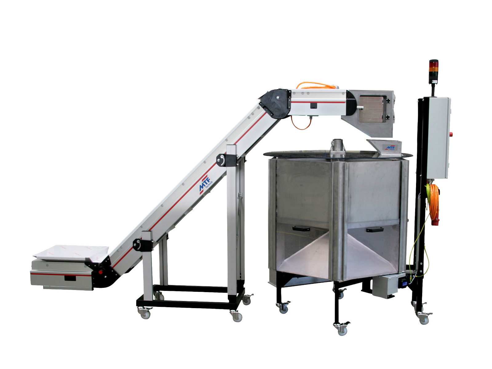 ZL-LD 120 angle conveyor with AUA special carousel storage station and mobile base frame